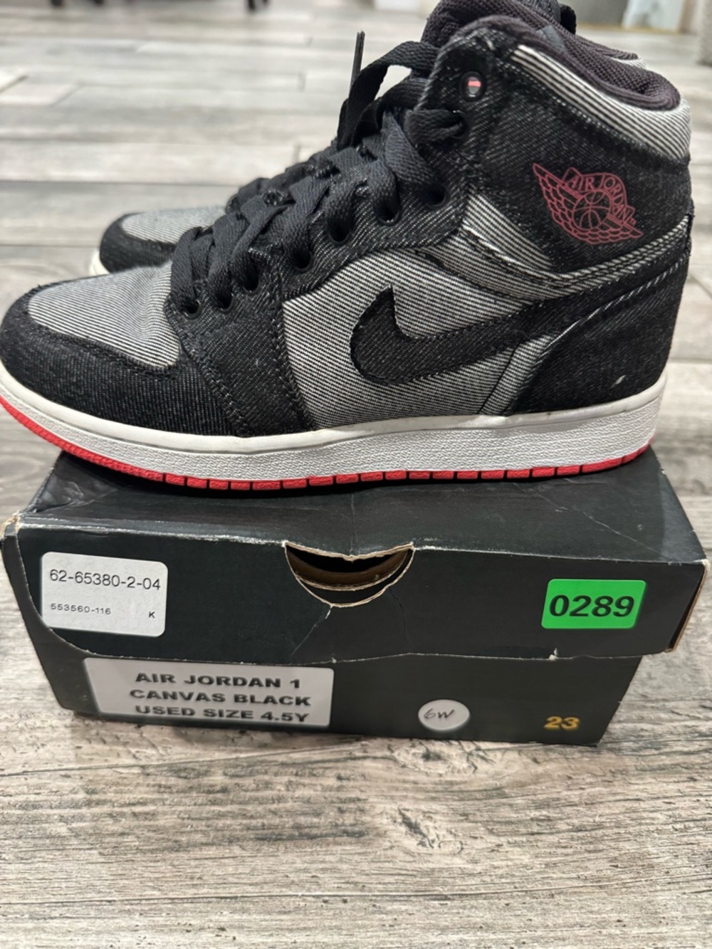 Jordan Kids Black and Red High-Top Sneakers